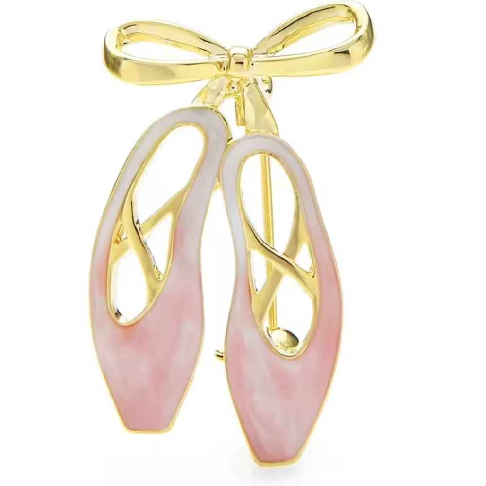 Charming Pink Ballet Shoe Brooch